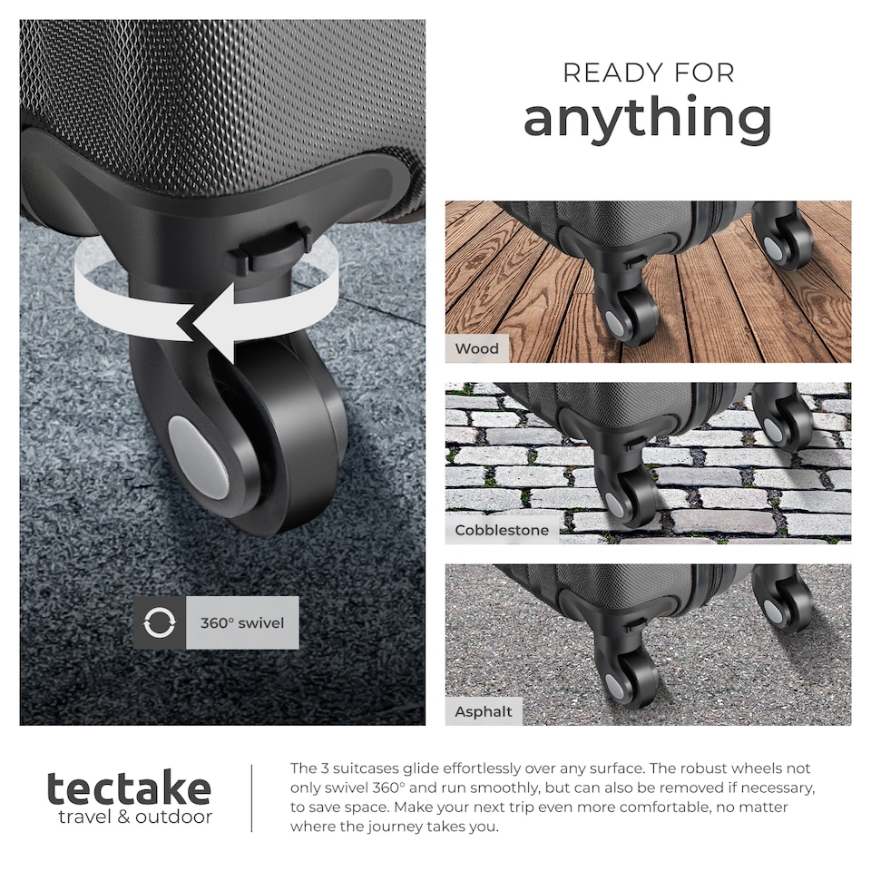 image 1 of Suitcase Set Pucci - 3 suitcases, beauty case, robust, hard-shell ABS plastic | Black | black | 1