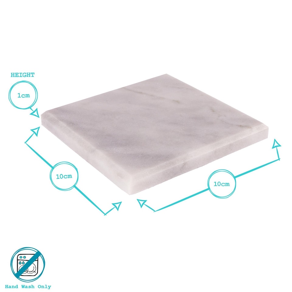 image 1 of Argon Tableware Marble Square Coasters - 10cm - White - Pack of 6