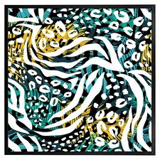 Tropical leaves & animal print (Picture Frame) Black | XS