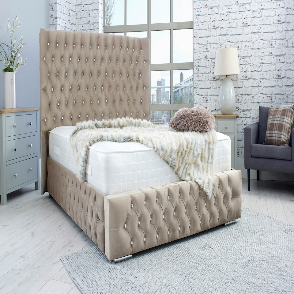 image 1 of Bello Plush King Bed Frame - Mink
