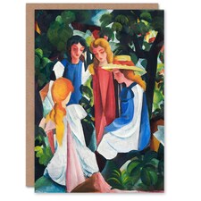 August Macke Art Card Four Girls Colourful Oil Painting