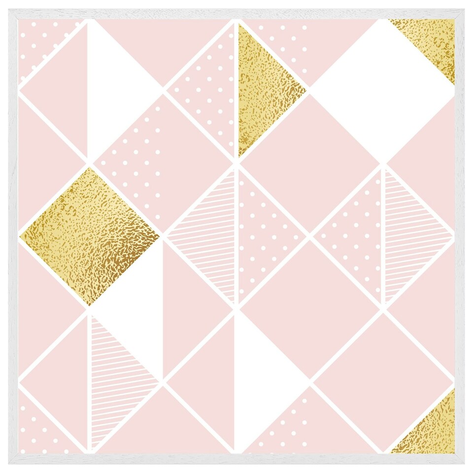 image 1 of Pink & gold geometric (Picture Frame) White | S