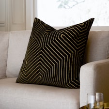 Paoletti Evoke Cut Velvet Cushion | Black | Black | 55 x 55cm | 1