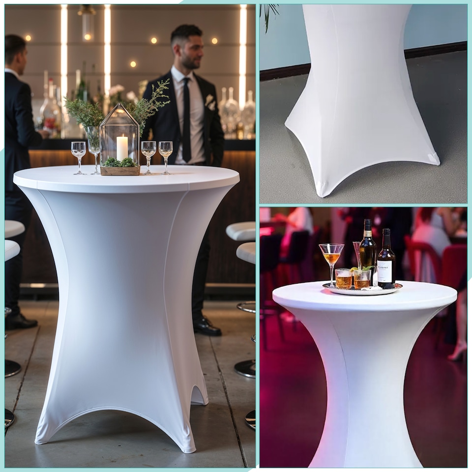 image 1 of 1pc Cocktail Spandex Tablecloth, Table Cover with Leg Pockets - 32" Round