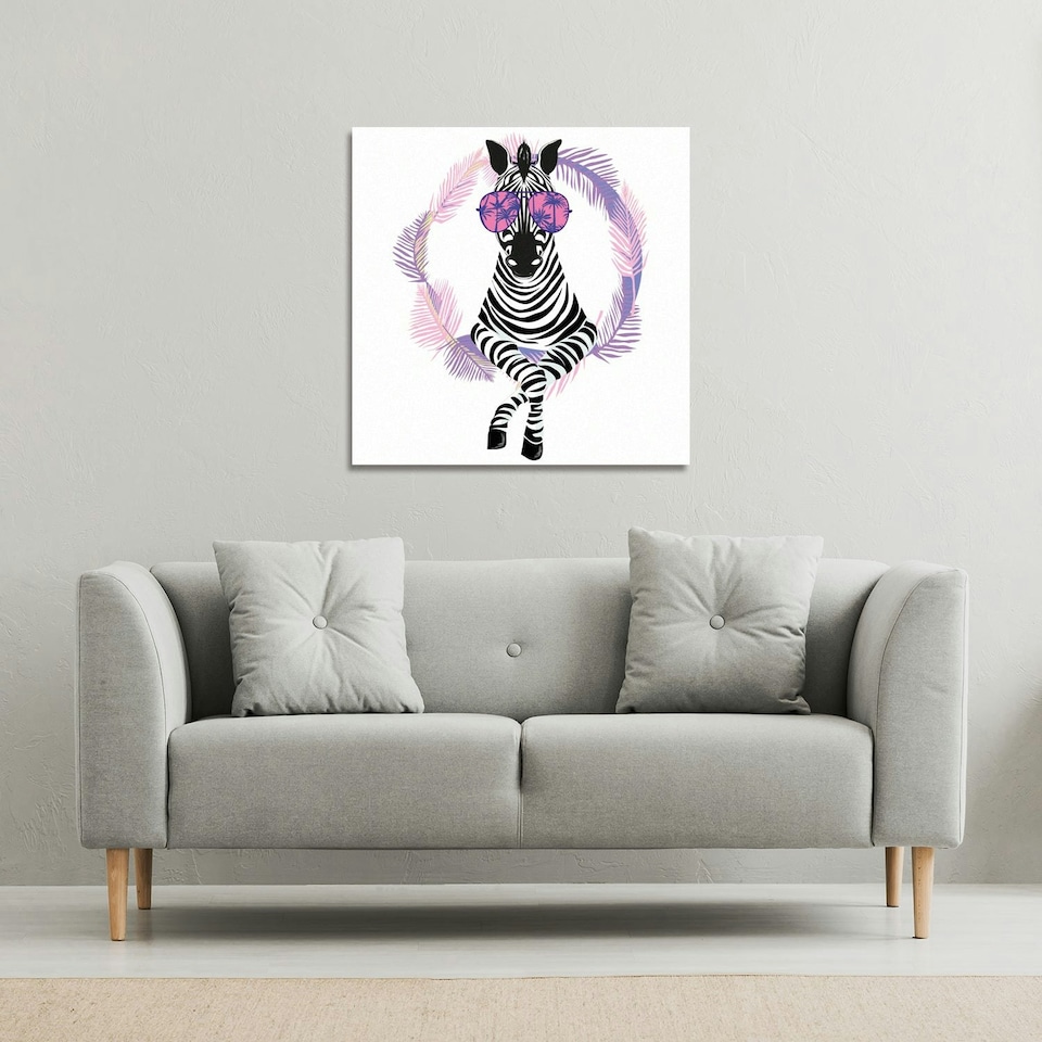 image 1 of Pink Zebra (Canvas Print) 114 x 114 x 4cm