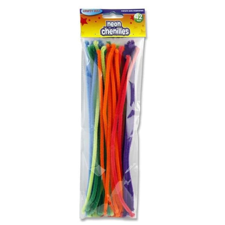 image 1 of Pack of 42 Neon Coloured Chenille Pipe Cleaners by Crafty Bitz