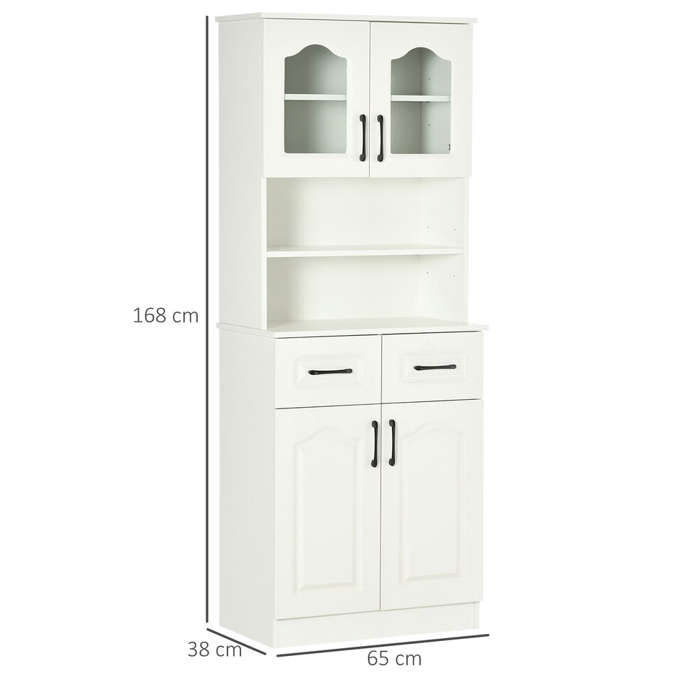 image 1 of HOMCOM Kitchen Cupboard Storage Cabinet w/ 4 Doors and Adjustable Shelves,White