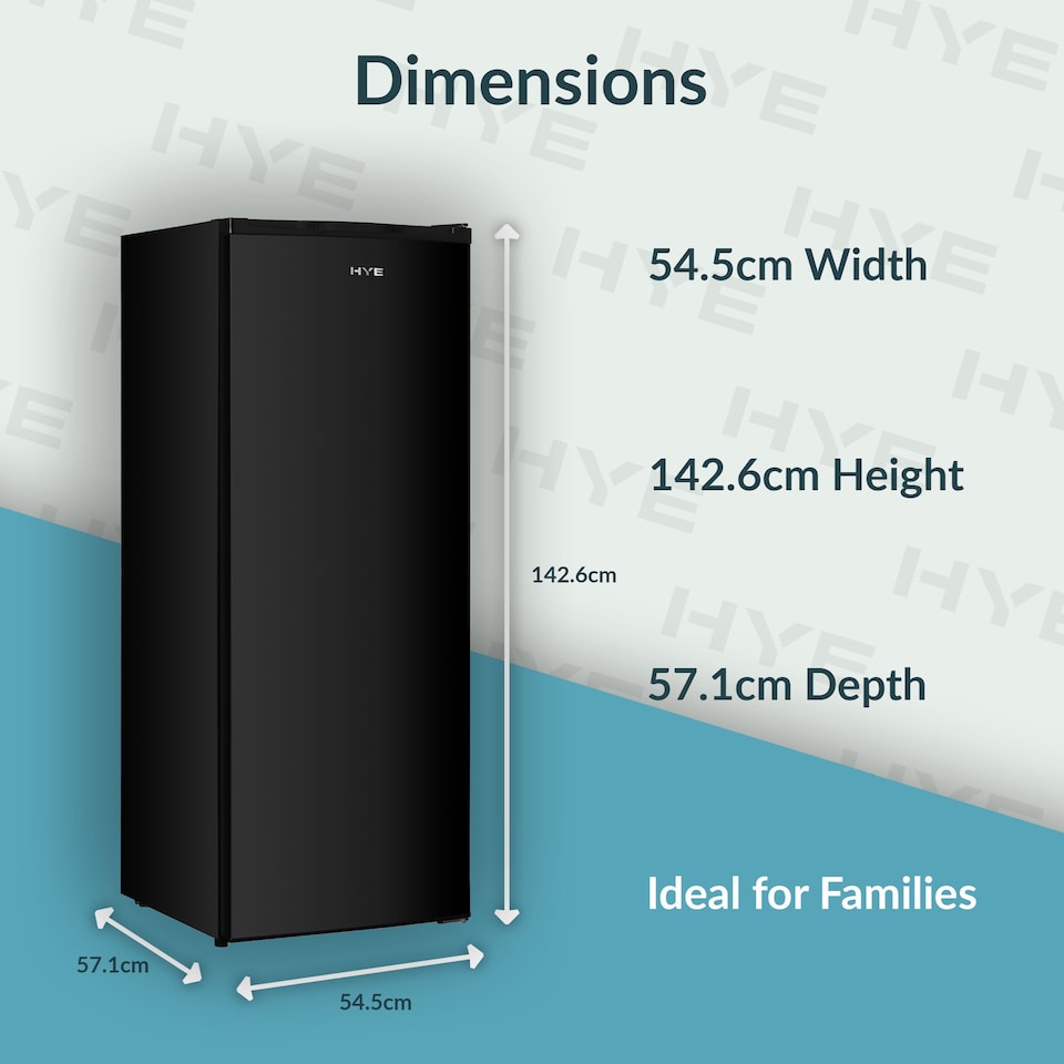 image 1 of HYE Freestanding Upright Freezer, 168 Litre, 55cm, Black - RF01SDFR168B01
