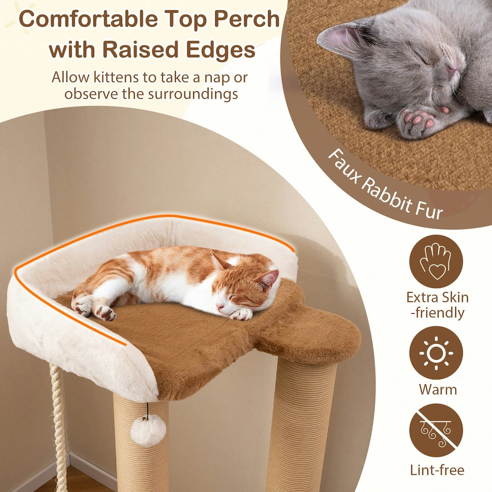 image 1 of COSTWAY Cat Tree 112cm Modern Kitty Tower w/Padded Perch