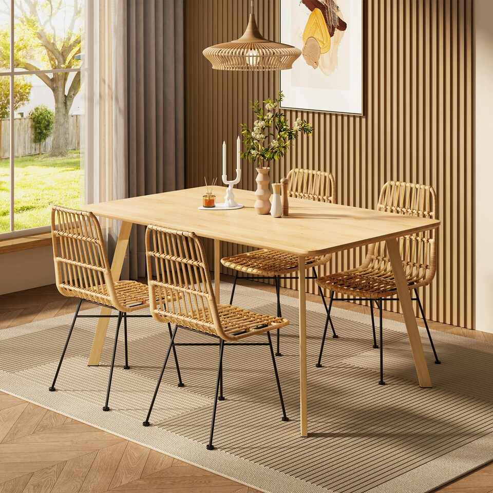 image 1 of VonHaus Richmond Rattan Set of 2 Dining Chairs