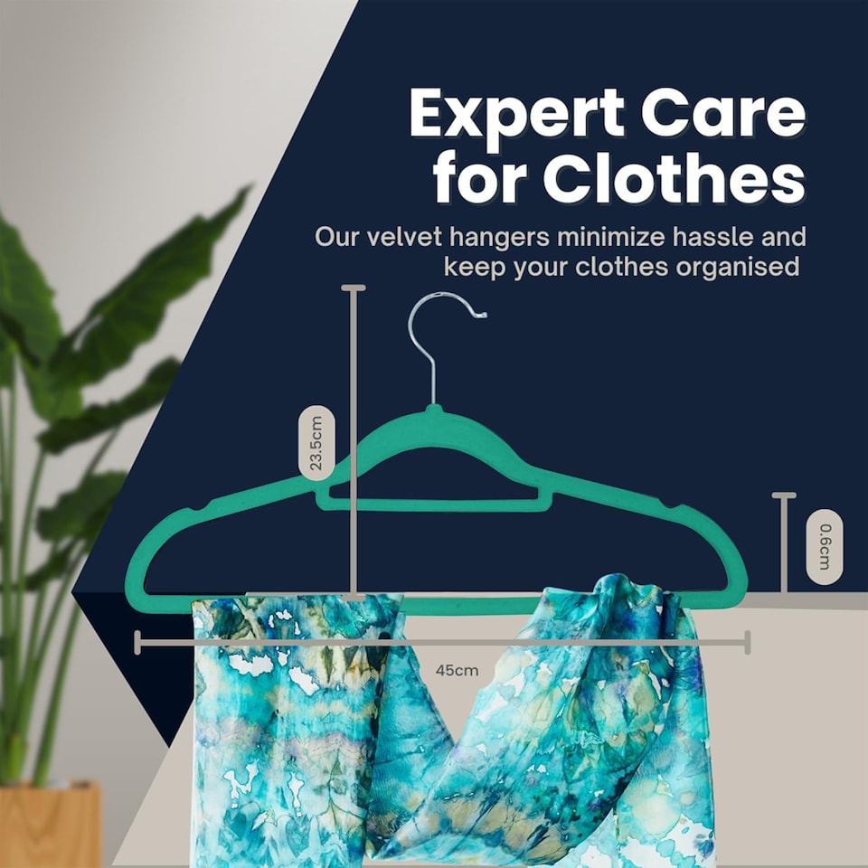 image 1 of Sasha Morel 20-Pack Teal Velvet Coat Hangers, Non-Slip Space-Saving Clothes Hangers