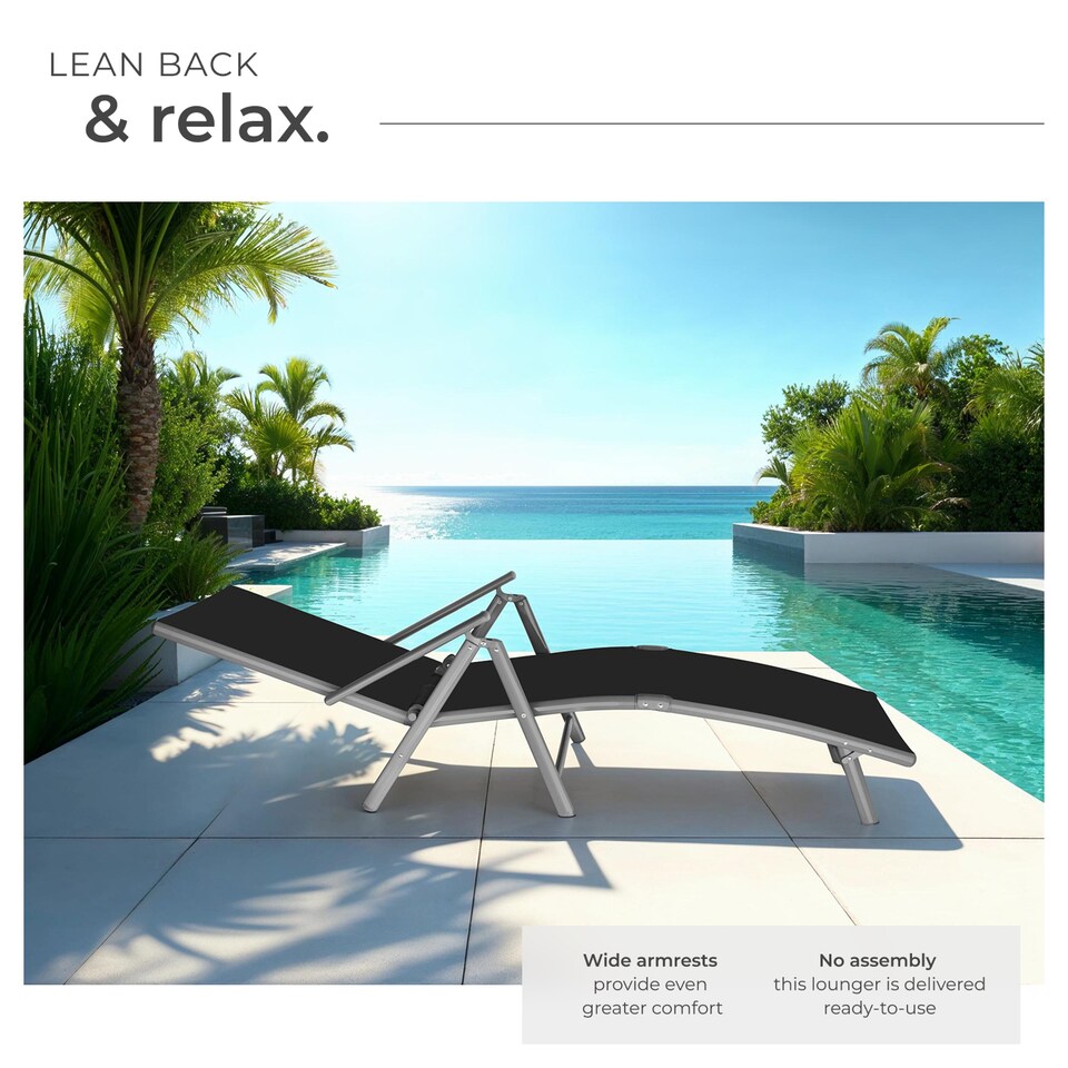 image 1 of Marisol Aluminum Garden Lounger, 7-step | Grey | dark grey | 1