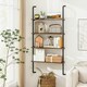 image 3 of COSTWAY 4-Tier Shelving Wall Mounted Wood Bookcasw Brown