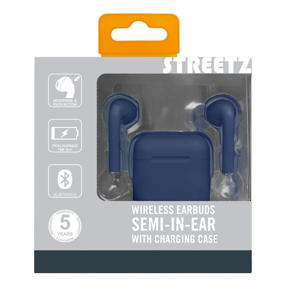 image 1 of STREETZ True Wireless Stereo Semi-in-Ear Earbuds Blue
