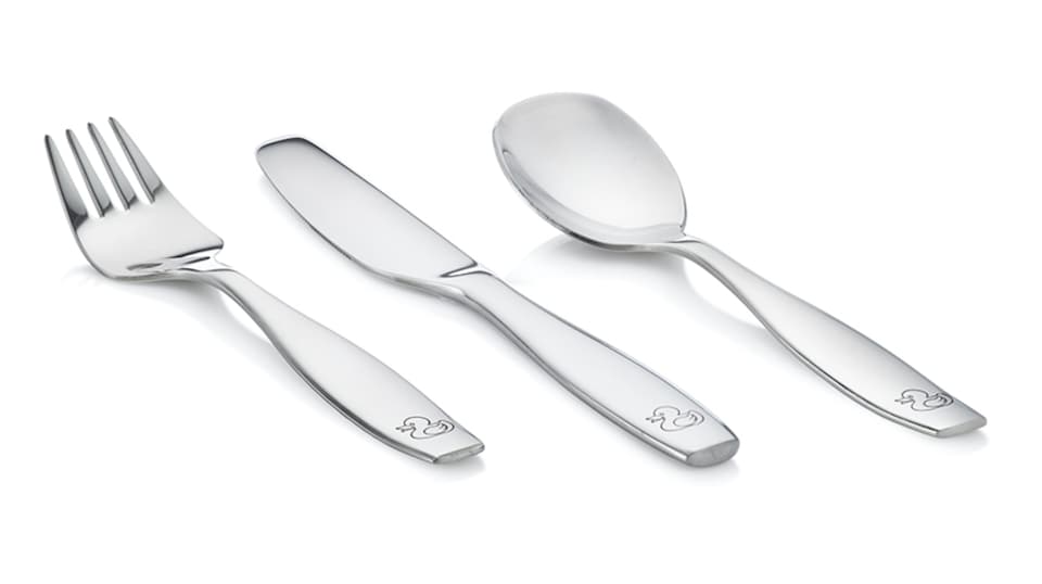 3 piece Child's Knife Fork & Spoon Set with Duck Design