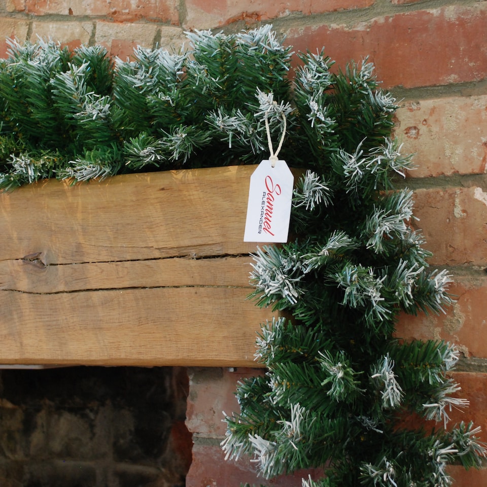 image 1 of Samuel Alexander 270cm (9ft) x 25cm Snow Tipped Green Christmas Garland Decoration Xmas garlands Decoration for Stairs, Fireplaces, Wall Door Home Decorations