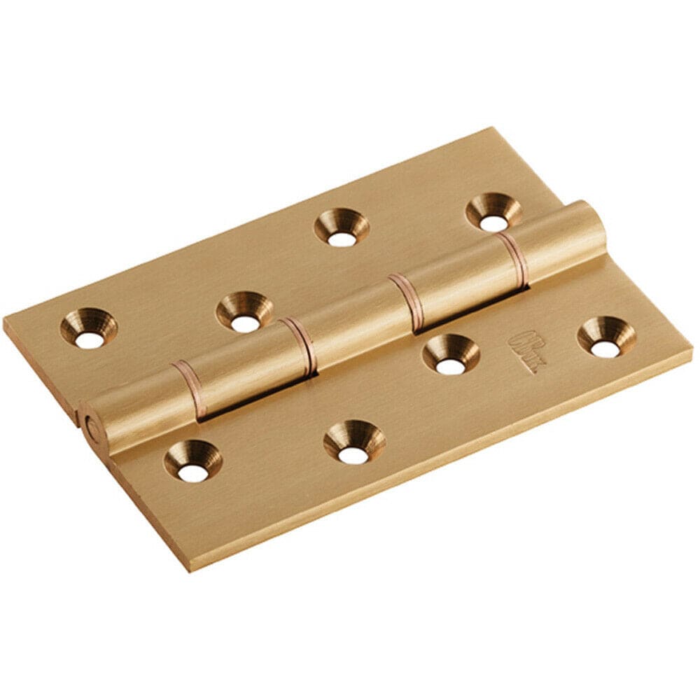 Loops PAIR 102 x 67 x 4mm Brass Washered Butt Hinge Satin Brass Internal Door in Metallics