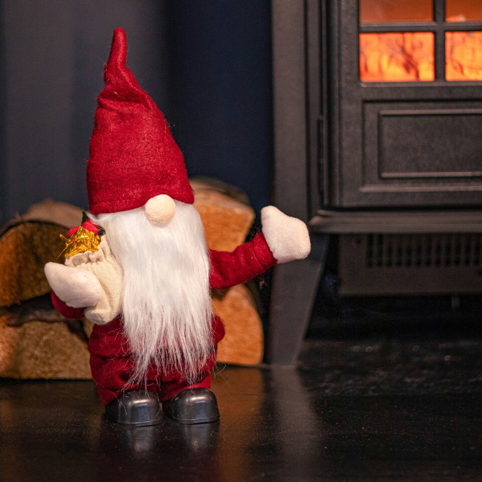 image 1 of 28cm Battery Operated Musical Walking Christmas Gonk Decoration in Red