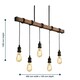 image 4 of Foxton - Wood 5 Light Hanging Bar Pendant Black | Brown