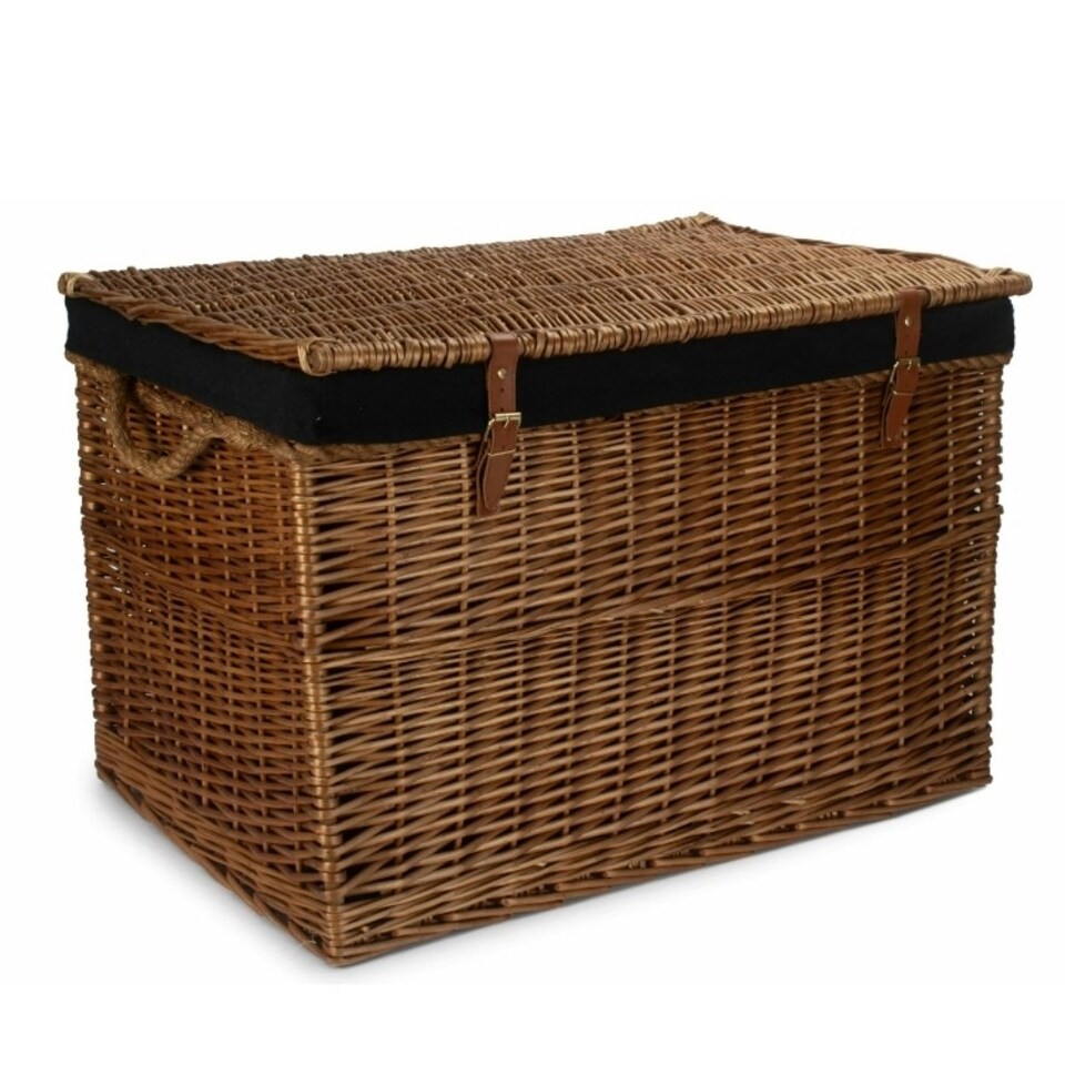 image 1 of Large Light Steamed Storage Wicker Basket with Cotton Lining Multi | Garden Rose | One Size