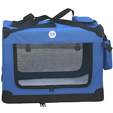 HugglePets Fabric Crate Foldable Pet Carrier Blue | S