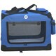 image 1 of HugglePets Fabric Crate Foldable Pet Carrier Blue | S