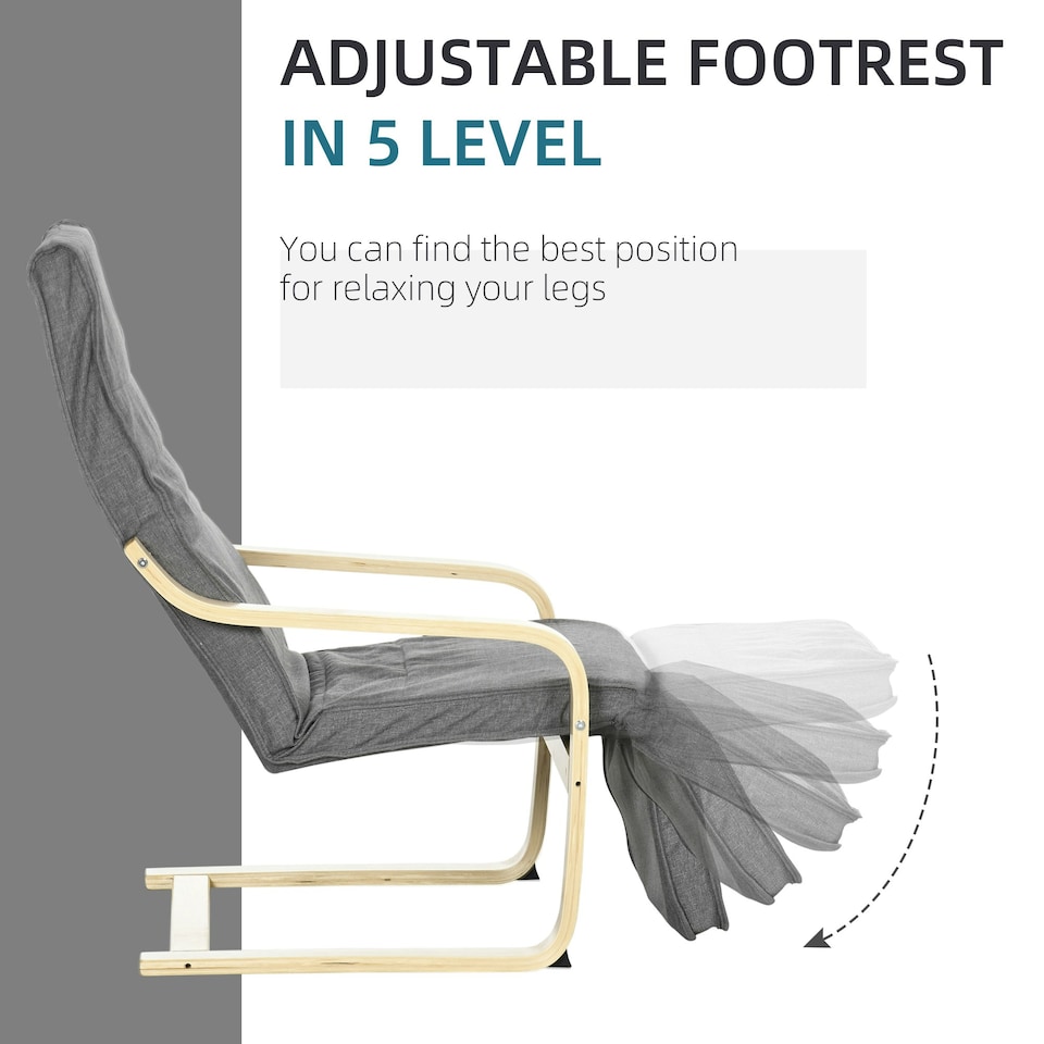 image 1 of HOMCOM Lounge Chair Recliner Adjustable Footrest Home Dark Grey