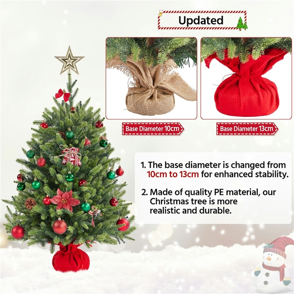 image 1 of Yaheetech 91cm Tabletop Christmas Tree with Cement Base Green