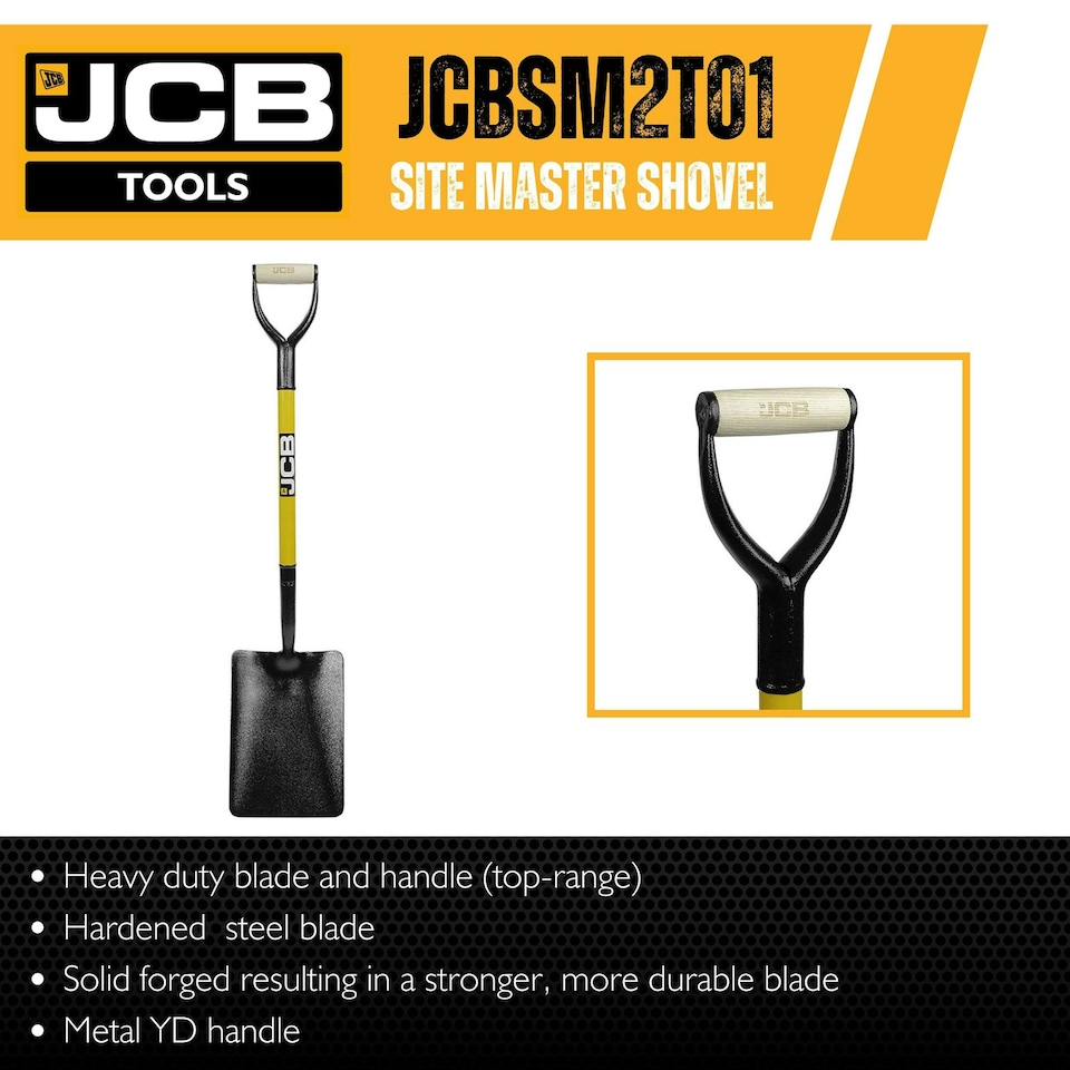 image 1 of JCB 230-210 x 305mm Professional Tapered Mouth Site Master Shovel, Heavy-Duty Steel Blade | JCBSM2T01