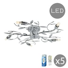 ValueLights Blossom Polished Silver Semi-Flush Light and G9 Capsule LED 2.6W Warm White 3000K Bulb