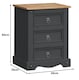 image 4 of Corona Charcoal Medium 3 Drawer Bedside Cabinet Chest Table Solid Wood Pine Wooden Dark Grey Bedroom with Mexican Styling