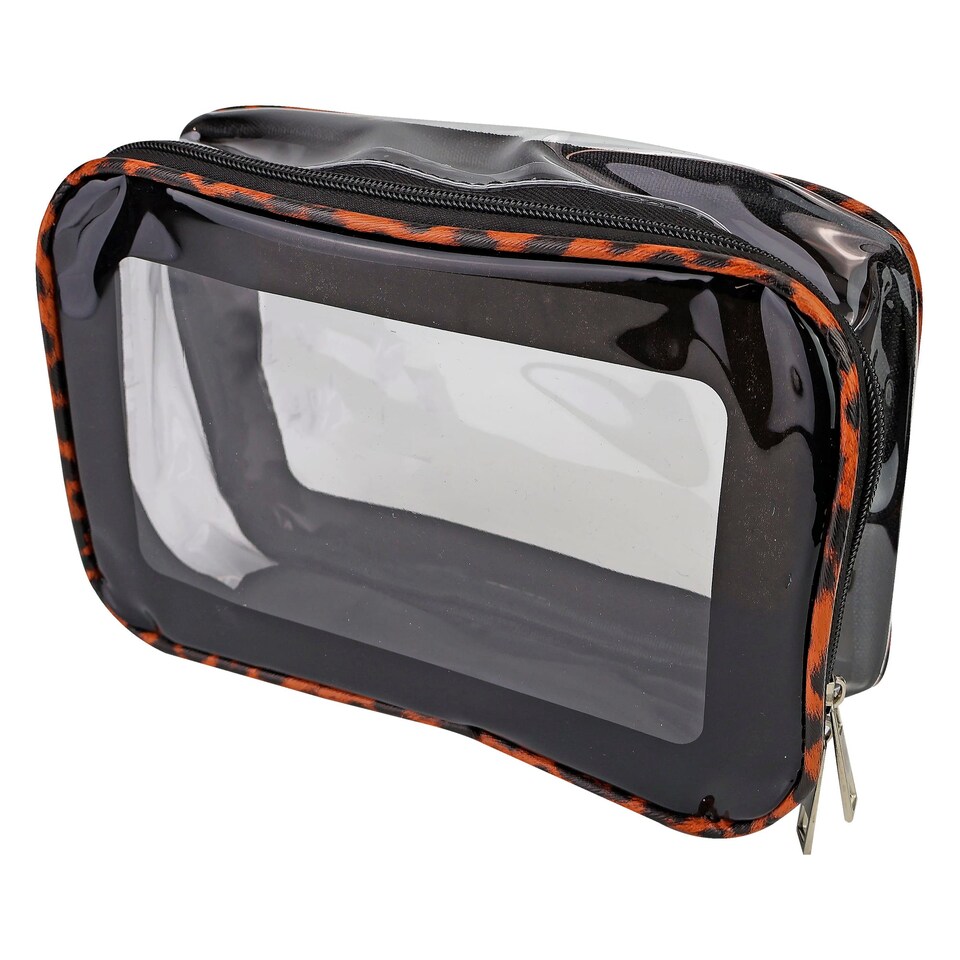 image 1 of 3 Piece Ladies Cosmetic Bag Set Leopard Print Makeup Toiletry Travel Bags