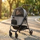 image 7 of Pawhut 3 in 1 Foldable Pet Stroller for Small Dog with Travel Carrier, Grey