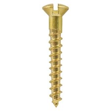 Timco - Solid Brass Timber Screws - SLOT - Raised Countersunk (Size 8 x 2 - 200 Pieces)