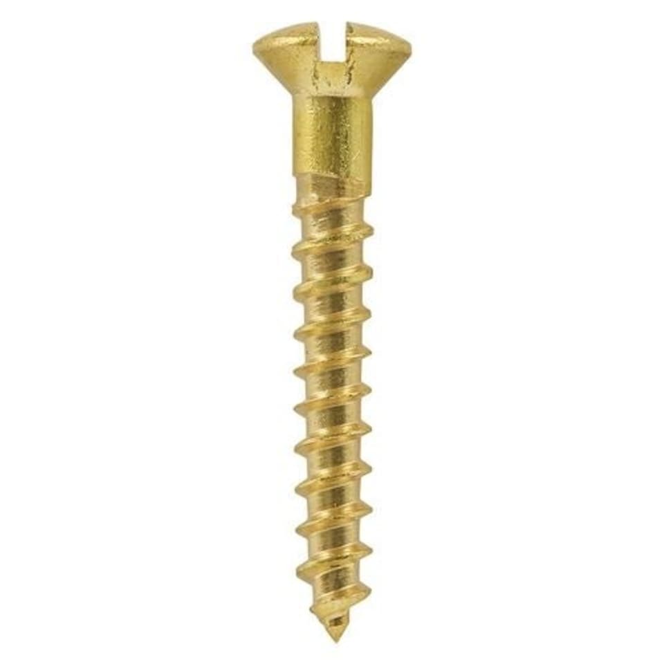 image 1 of Timco - Solid Brass Timber Screws - SLOT - Raised Countersunk (Size 8 x 2 - 200 Pieces)