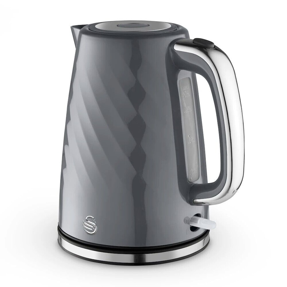 image 1 of Swan Windsor Grey 1.7L Kettle Textured Finish with Chrome Accents SK14611GRY