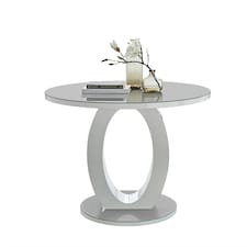 Furniturebox Giovani Grey White High Gloss And Glass 100cm Round Dining Table