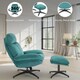 image 7 of Velvet Blue Brenna Swivel Armchair with Footstool