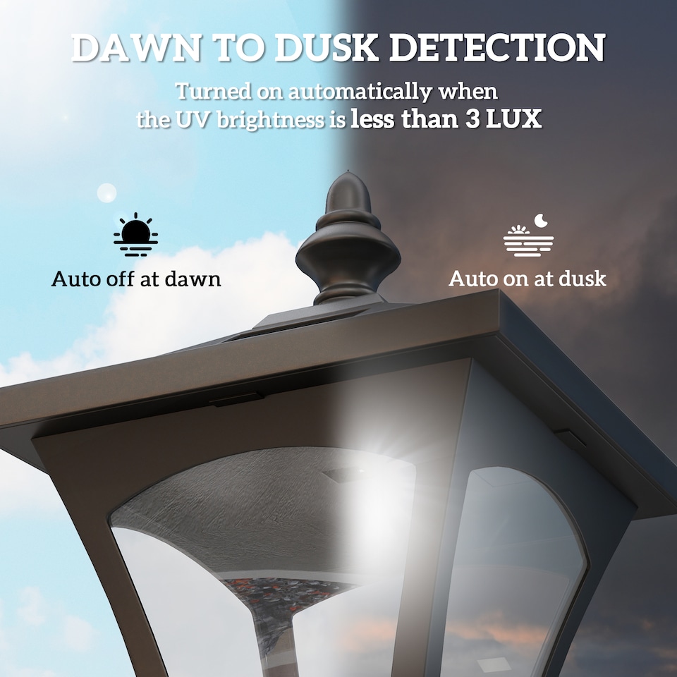 image 1 of Outsunny Outdoor Garden Solar Light with Base Freestanding Energy-saving Optical