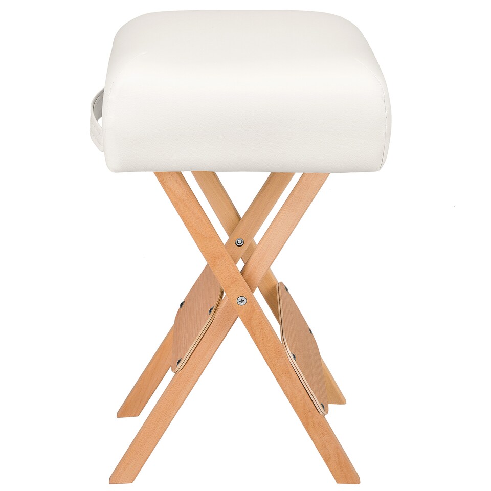 image 1 of Stool & Bolster Cushion Set - foldable, padded, wood and faux leather | White | white | 1