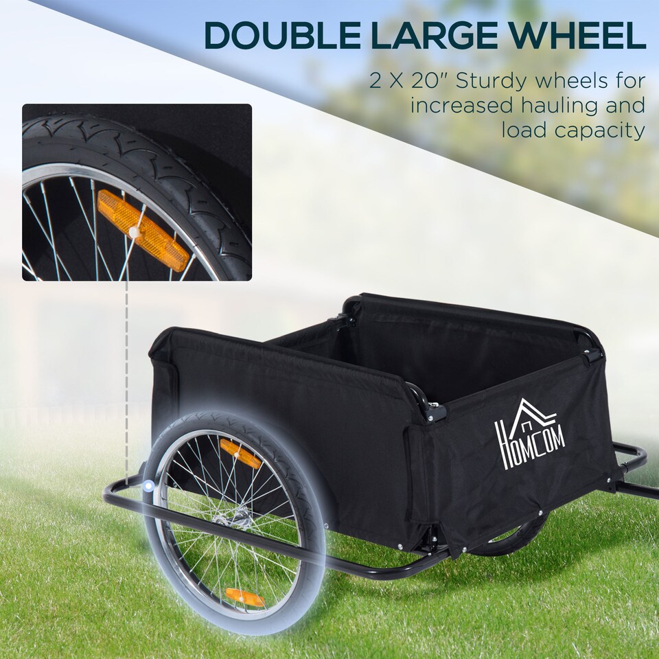 image 1 of Aosom Elite Two-Wheel Bicycle Large Cargo Wagon Trailer with Folding Storage