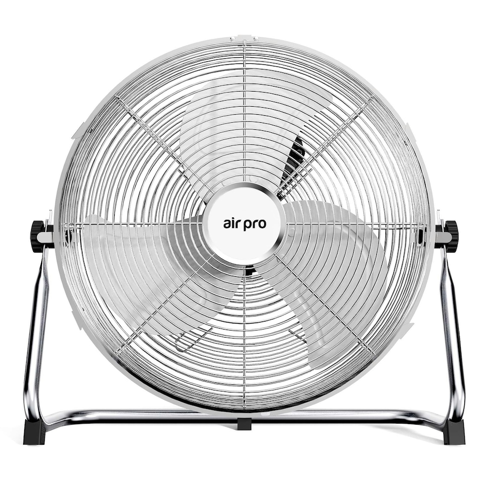 image 1 of Air Pro 16" Floor Fan 3 Speed Setting & Adjustable Tilt Indoor Electric Fan with Metal Blade & Body 1.6m Long Cable - Silver