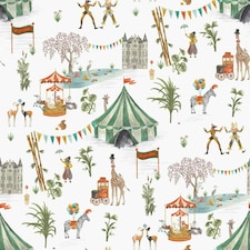 The Chateau by Angel Strawbridge Circus Wallpaper - White/Green/Orange - 10m x 53cm White