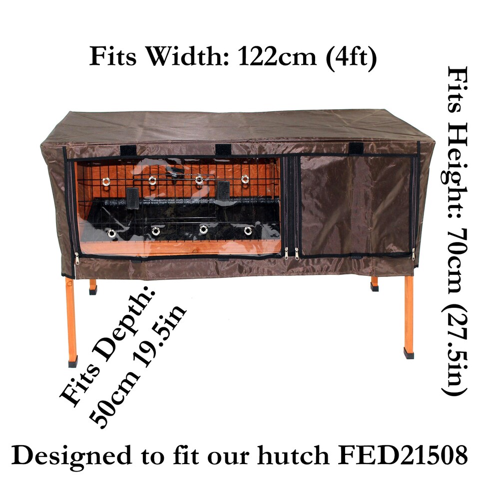 image 1 of Actiaspet Wooden Rabbit & Guinea Pig Hutches with Optional Waterproof Cover (Wood, Single Tier - 4ft + Cover)