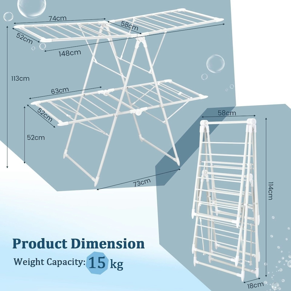 image 1 of COSTWAY 2-Tier Clothes Drying Rack Folding Dryer Garment