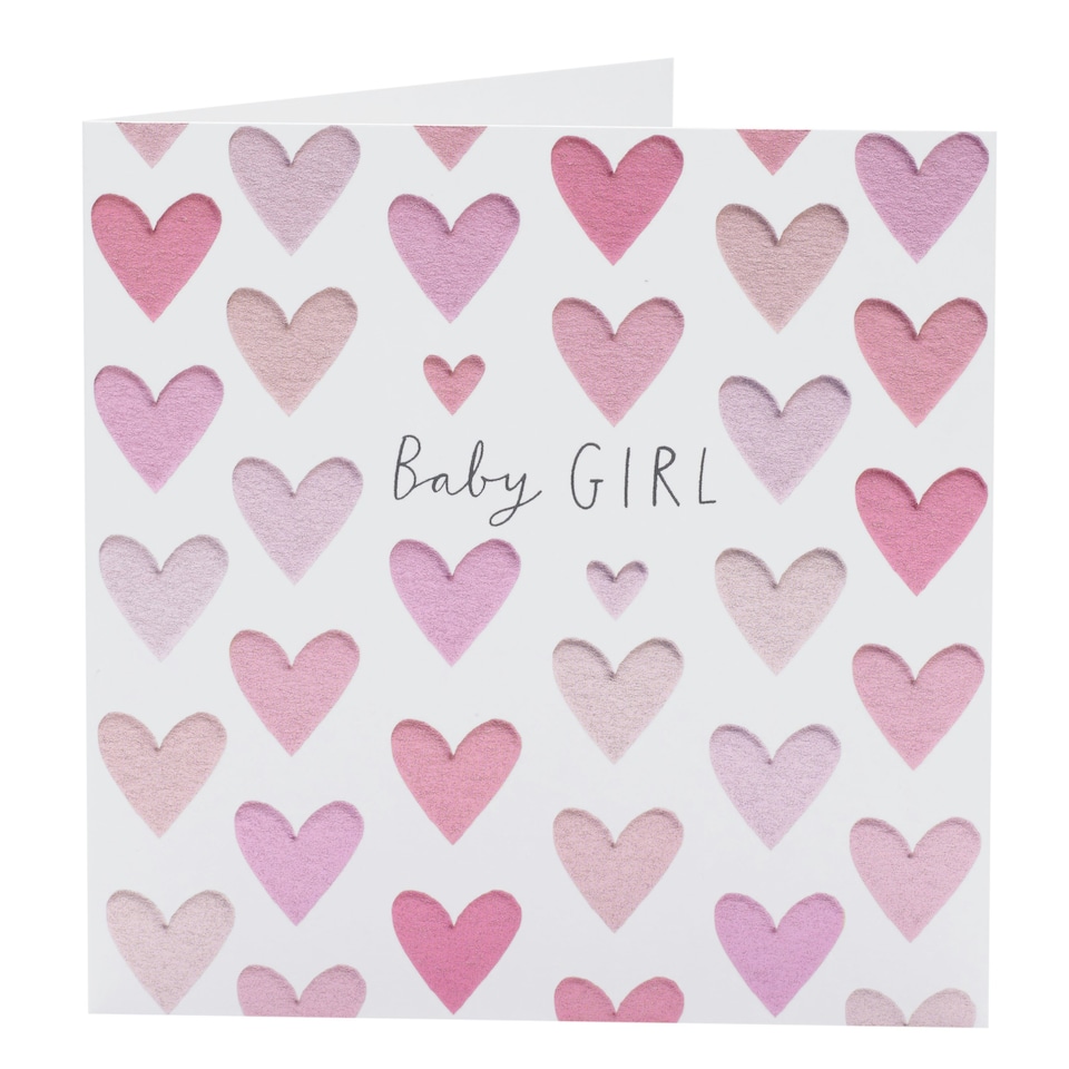 image 1 of Girl Birth Congratulations Card - Pink Hearts