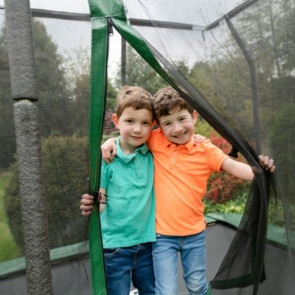image 1 of 10ft x 7ft JumpPRO® Xcite Green Oval Trampoline with Enclosure