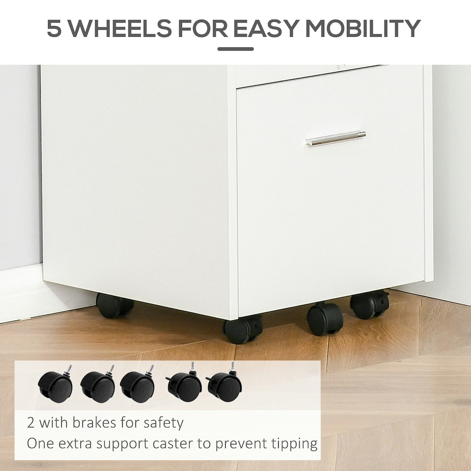 image 1 of Vinsetto Mobile File Cabinet Lockable Documents Storage w/ 5 Wheels Black