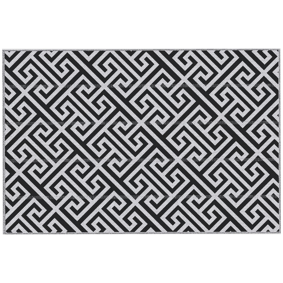 image 1 of Outsunny 182x274cm Reversible Outdoor Rug Portable Plastic Straw RV Camping Mat Black | Black