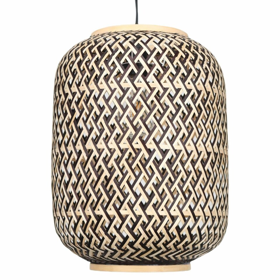 image 1 of First Choice Lighting Set of 2 Tonia Mixed Bamboo Weaved Pendant Lightshades Brown